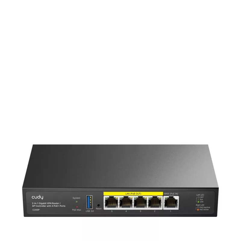 WLAN router Cudy C200P dualband 300 Mbit/s, Gigabit Ethernet, USB 3.0, kovové puzdro