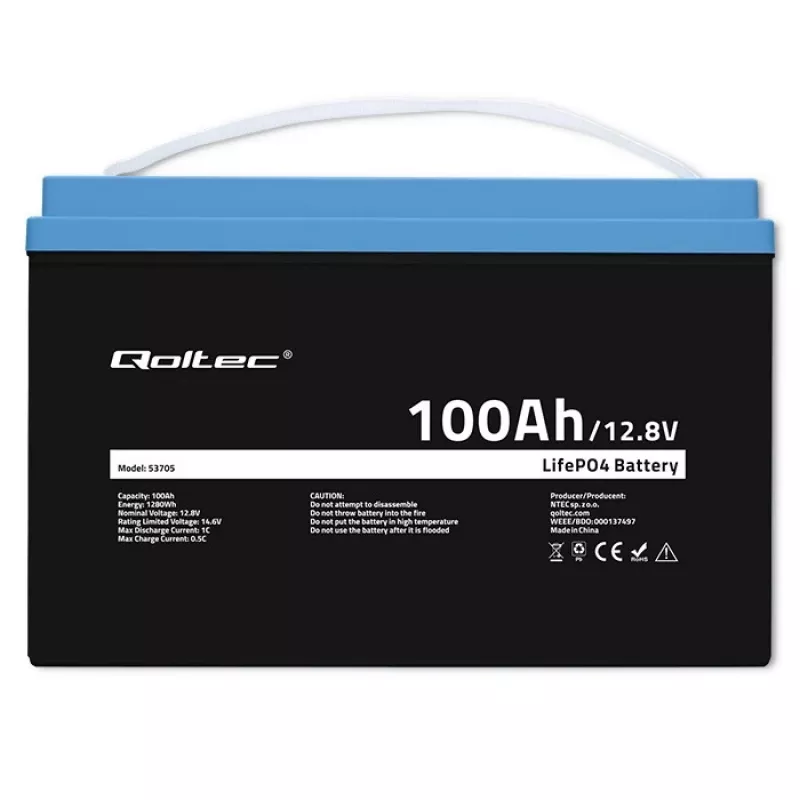 Qoltec 53705 lítium-železofosfátová batéria 100 Ah 12,8 V
