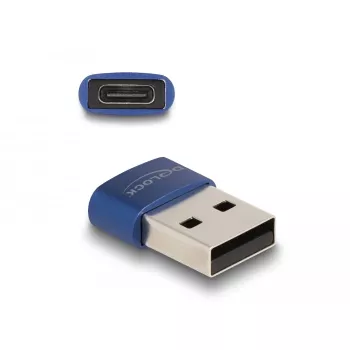 DeLOCK USB 2.0 adaptér USB Type-A konektor samec na USB Type-C konektor samica modrý