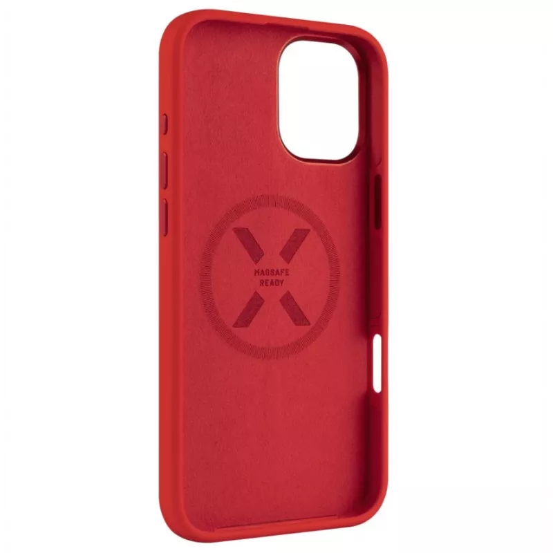 Zadný kryt FIXED pre Apple iPhone 16 Plus — MagFlow tekutý silikón, červený