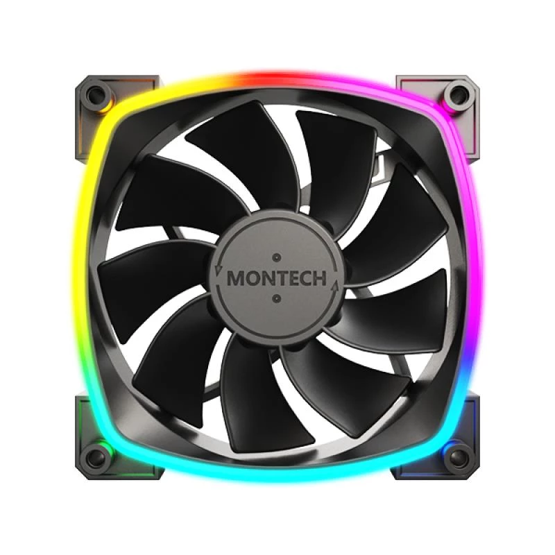 Montech RX120 PWM ventilátor počítačovej skrine 12 cm čierny 3 ks