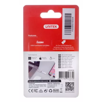 UNITEK adaptér USB-C-USB-A 3.1 GEN1, M/F, A1025GNI