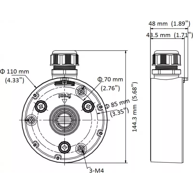 Prípojná krabica Hikvision DS-1280ZJ-TR13 pre vonkajšie použitie čierna strieborná 1kg
