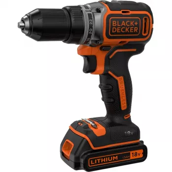 Black & Decker BL186K-QW akumulátorová vŕtačka-skrutkovač, 18 V, lítium-iónová batéria 1,5 Ah, 2 rýchlosti, 1650 ot./min, 52 Nm, s kufríkom, čierna/oranžová