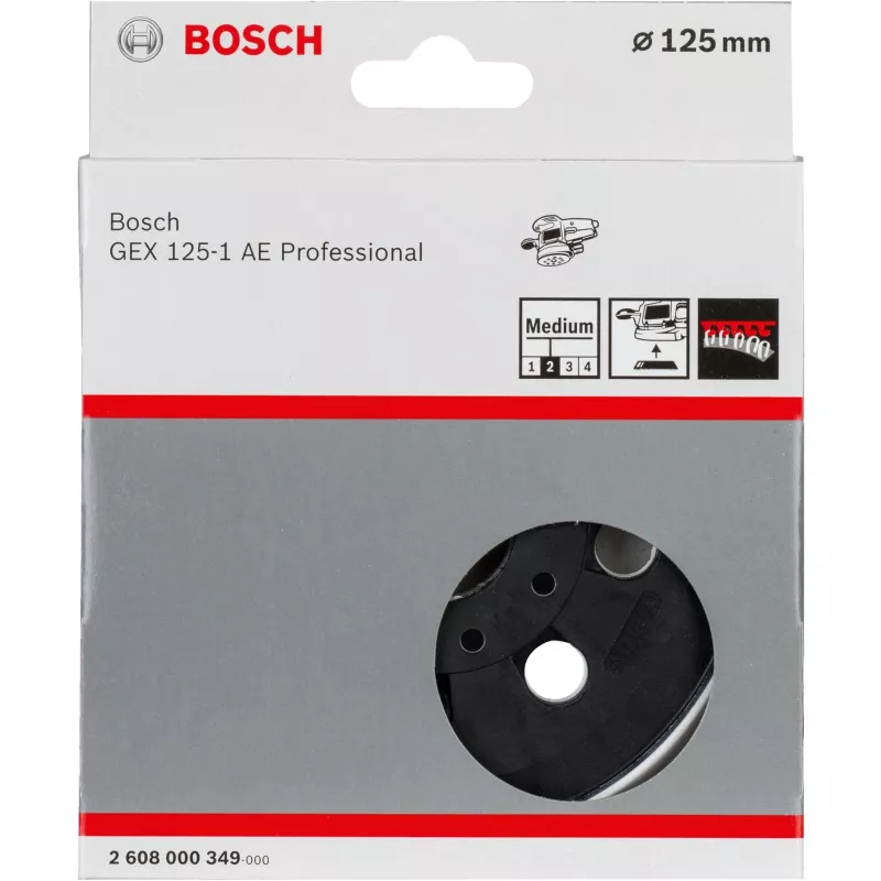Bosch Accessories 2608000349 brúsny tanier, stredne tvrdý, 125 mm, pre GEX 125-1 AE priemer 125 mm, vhodný pre excentrickú brúsku GEX 125-1 AE