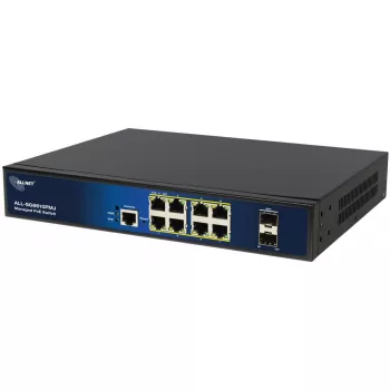 Managed 10-portový PoE switch ALLNET ALL-SG8610PMJ s 8 PoE+ portami a 2 uplink portami