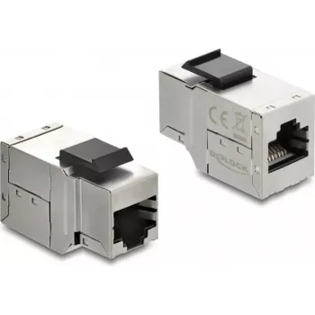 Delock 90835 Spojka Keystone modulu RJ45 zásuvka na RJ45 zásuvku, Cat.6A, tienená, s čiernou plastovou západkou
