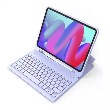 Bezdrôtová Bluetooth klávesnica Inateck KB04002 — QWERTY rozloženie, integrovaná 280 mAh batéria, touchpad, fialová — kompatibilná s iPad Air 11 palcov (6./7. gen.)