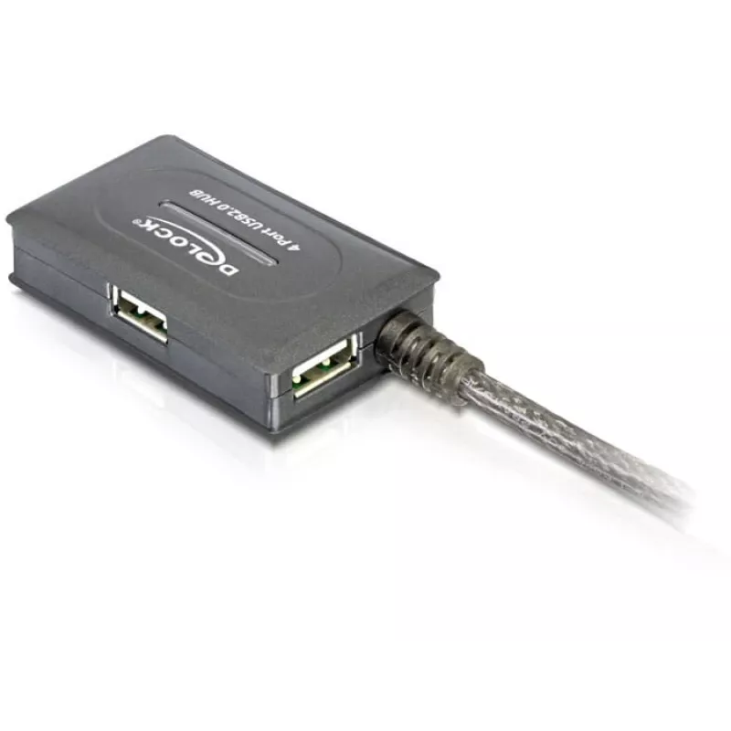 DeLock USB2.0 predlžovací kábel 10m aktívny so 4-portovým hubom - hub - 4 x USB2.0 (82748)