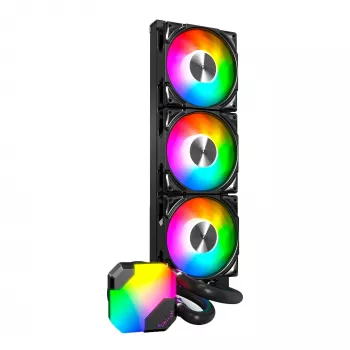 AIO vodné chladenie Montech Hyper Flow ARGB 360 mm čierne – 360 mm radiátor, ARGB, uzavretý CPU chladič