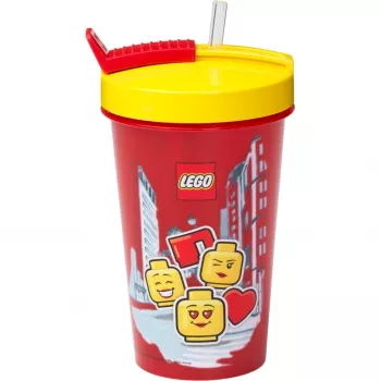 Hrnček so slamkou Room Copenhagen LEGO Iconic Girl Bright Red 500 ml (červená/žltá)