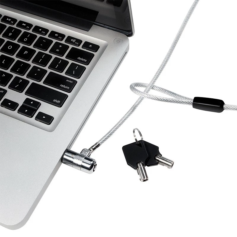 Bezpečnostné lanko LogiLink NBS009 na notebook s kľúčom, 1,8 m, T-bar, 1,5 cm, 2 kľúče, slim, strieborné