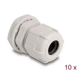 Káblová priechodka M20 DELOCK, plast, sivá, balenie 10 ks