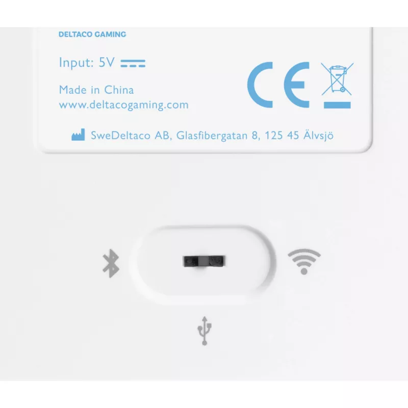 Deltaco GAM-100-W-DE. Klávesnica formát: 65%. Štýl klávesnice: rovná. Rozhranie zariadenia: USB + Bluetooth, klávesový spínač: mechanický spínač,