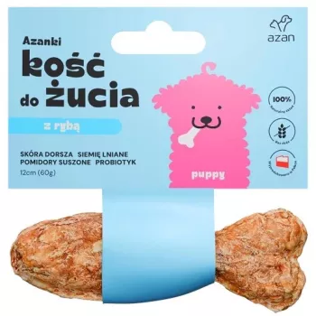 Pamlsky pre psov Brit AZANKI tresčia kosť s probiotikom šteňa v tvare ryby 12 cm, 60 g, bez obilnín, pre mladé psy