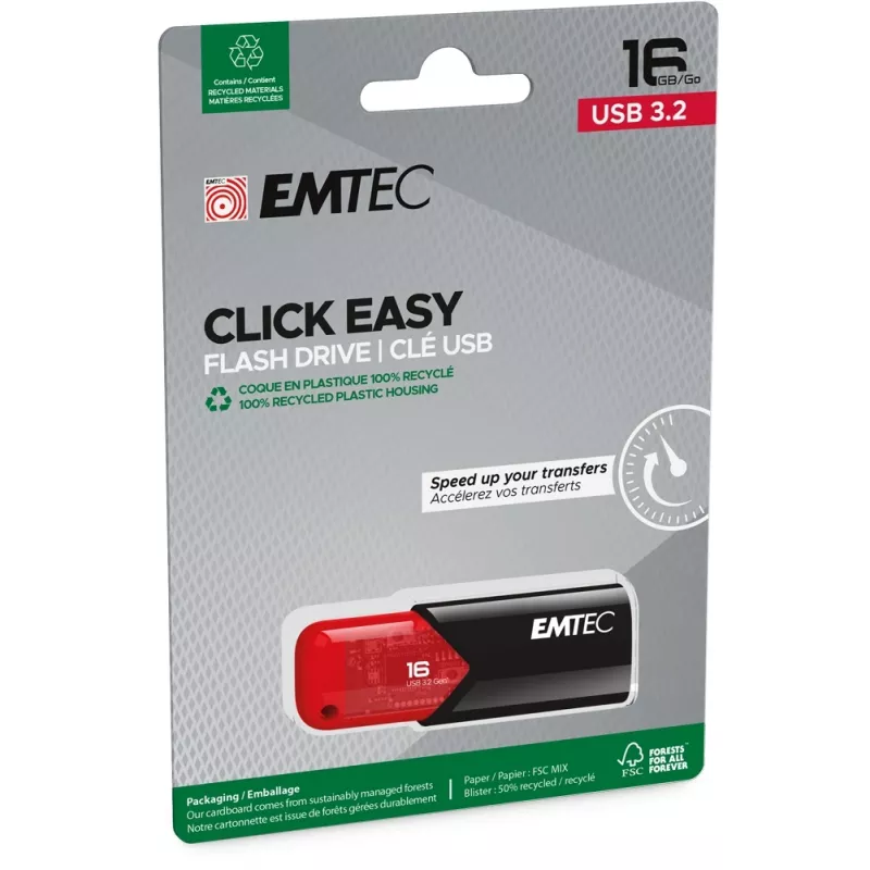 USB flash disk Emtec 16 GB USB Type-A 3.2 Gen 2 čierny červený