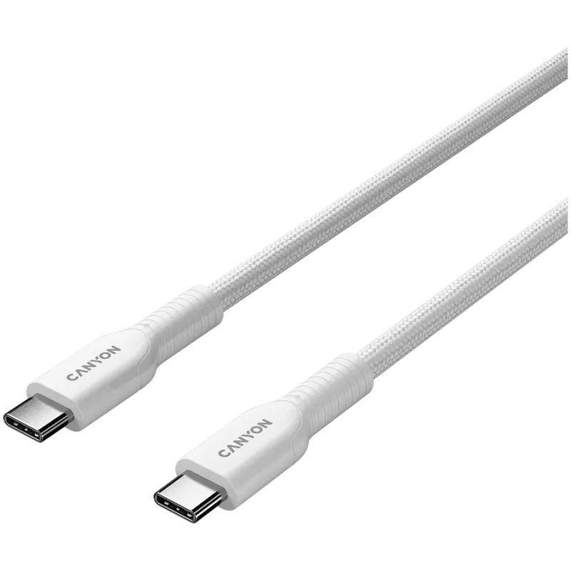 CANYON kábel OnWire 60CL C-C 60W COLOR pletený 1m biely