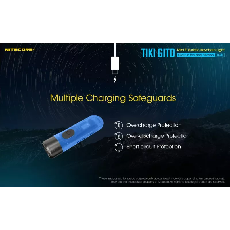 Nitecore TIKI GITD BLUE baterka, séria T, 300 lúmenov