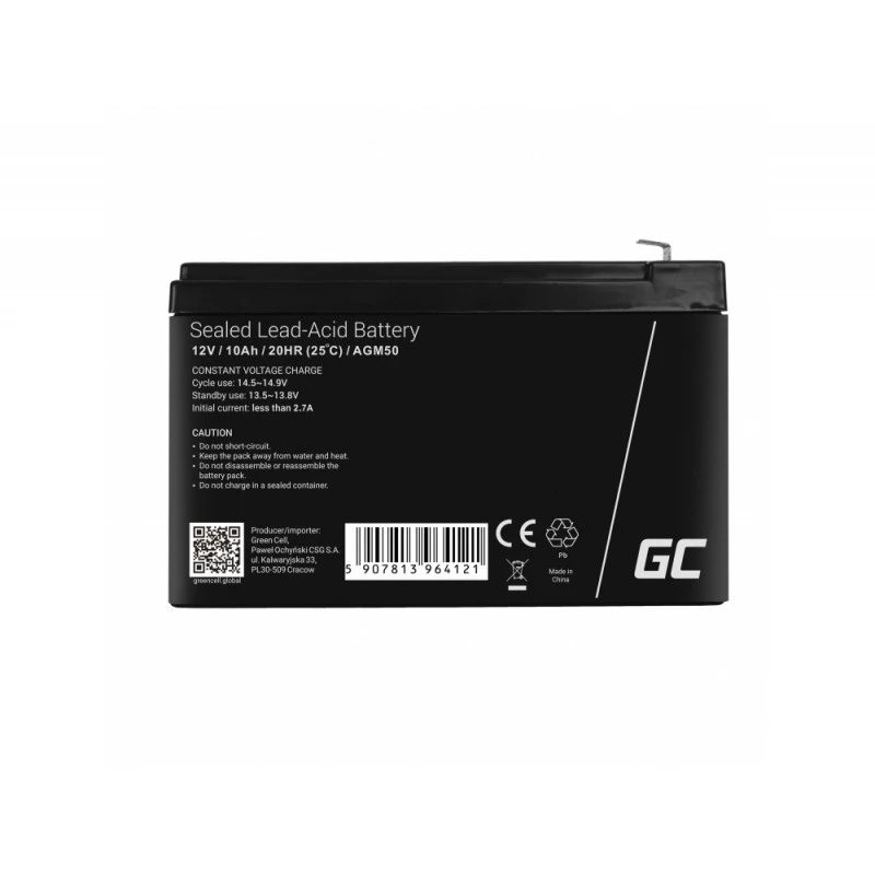 Batéria do UPS Green Cell AGM50 12 V 10 Ah VRLA AGM, 65×151×95 mm, 2,45 kg, čierna