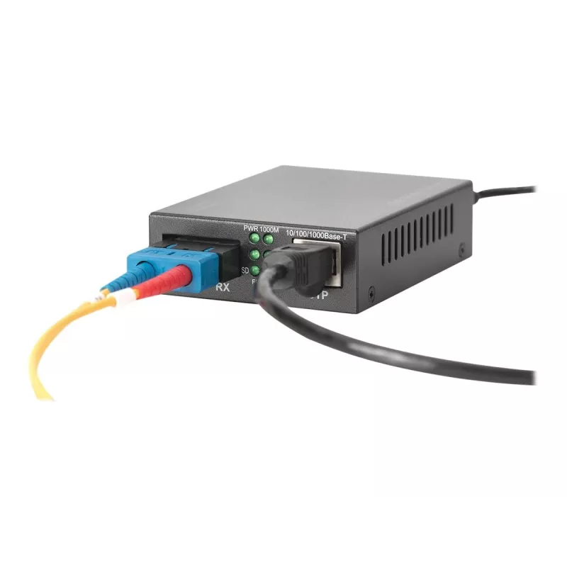 Digitus Gigabit PoE mediálny konvertor, RJ45 / SC, SM, PSE