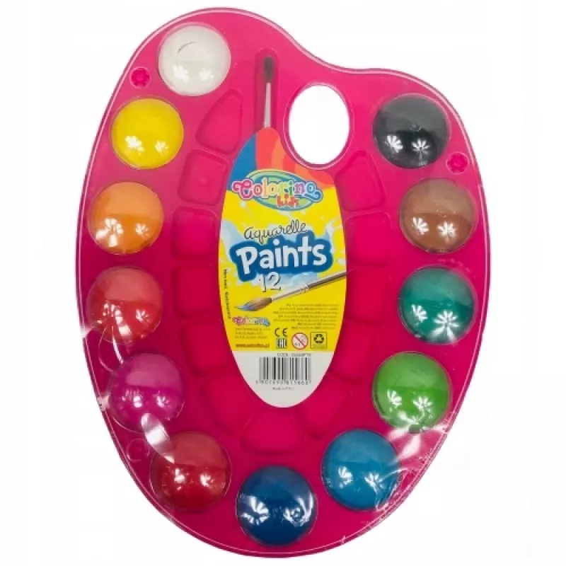 Colorino Kids vodové farby paleta 12 farieb