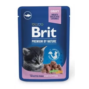 Mokré krmivo pre mačky Brit Premium by Nature Kitten biela ryba 100 g, vrecko, bielkoviny 9,5 %, tuk 5 %, vlhkosť 81 %