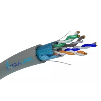 Sieťový kábel Extralink Twisted-Pair CAT5E FTP interiér 305M sivý