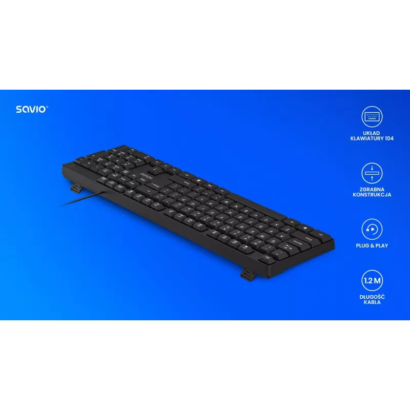 Savio KB-01 klávesnica Home/Office USB QWERTY US angličtina čierna