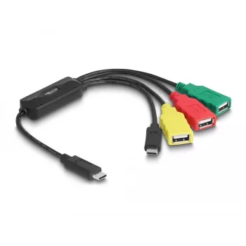 DeLOCK 4-portový USB 2.0 káblový hub USB Type-C na 3 x USB-A konektor samica + 1 x USB-C konektor samec