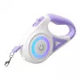 Automatické psie vodítko Rojeco Dog Automatic Leash LED 5 m — fialové, výsuvné s LED svetlom