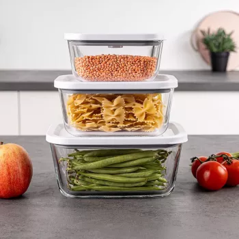 Sada sklenených nádob na vákuovač Rommelsbacher VCG 1, 3-dielna (350 ml, 670 ml, 1100 ml), transparentná