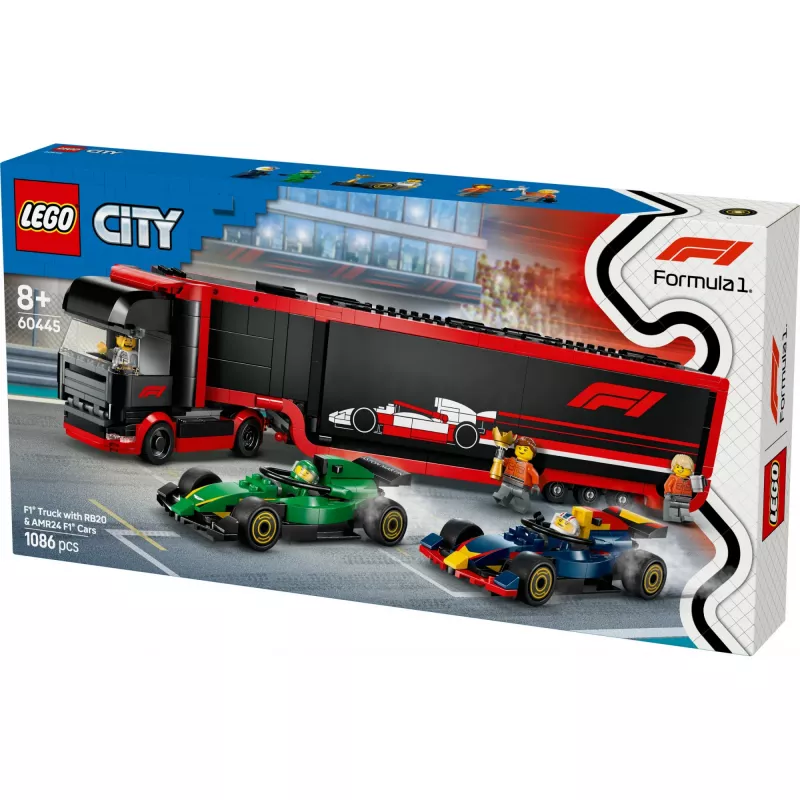 LEGO CITY 60445 F1 - Kamión s RB20 & AMR24 F1 autami