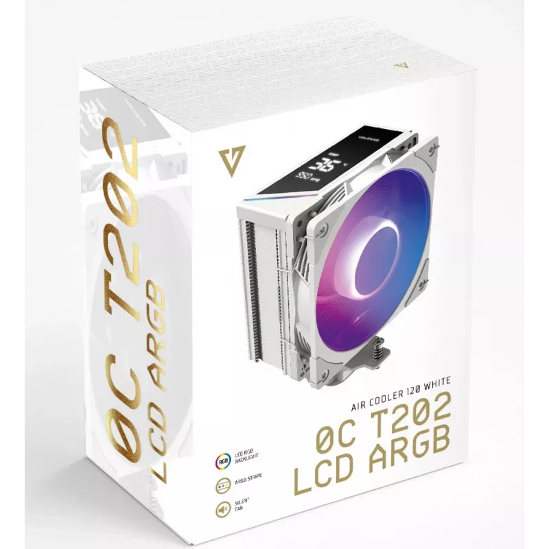 MODECOM Volcano 0C T202 LCD ARGB chladič procesora 12 cm biely