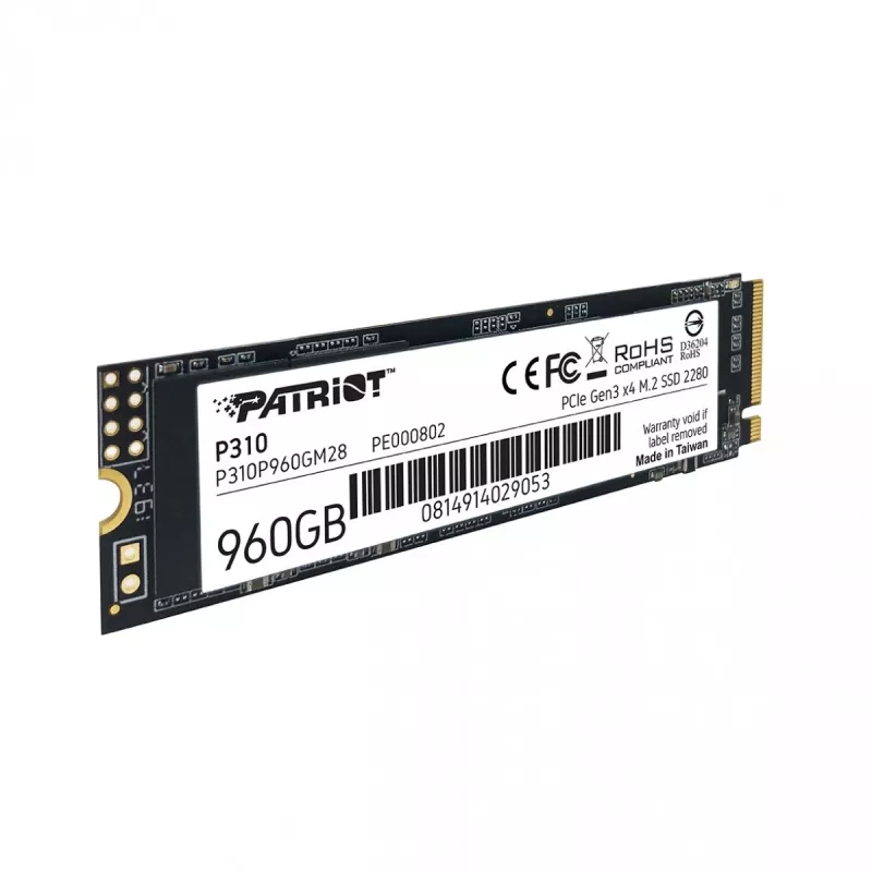Patriot P310 960 GB M.2 2280 NVMe disk SSD, PCIe 3.0 x4