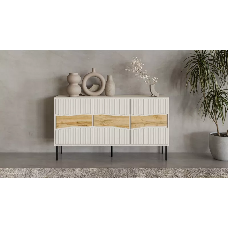 Komoda Cama Meble INSERTO 3D 143,5×40×80 cm — cashmere povrch s LED