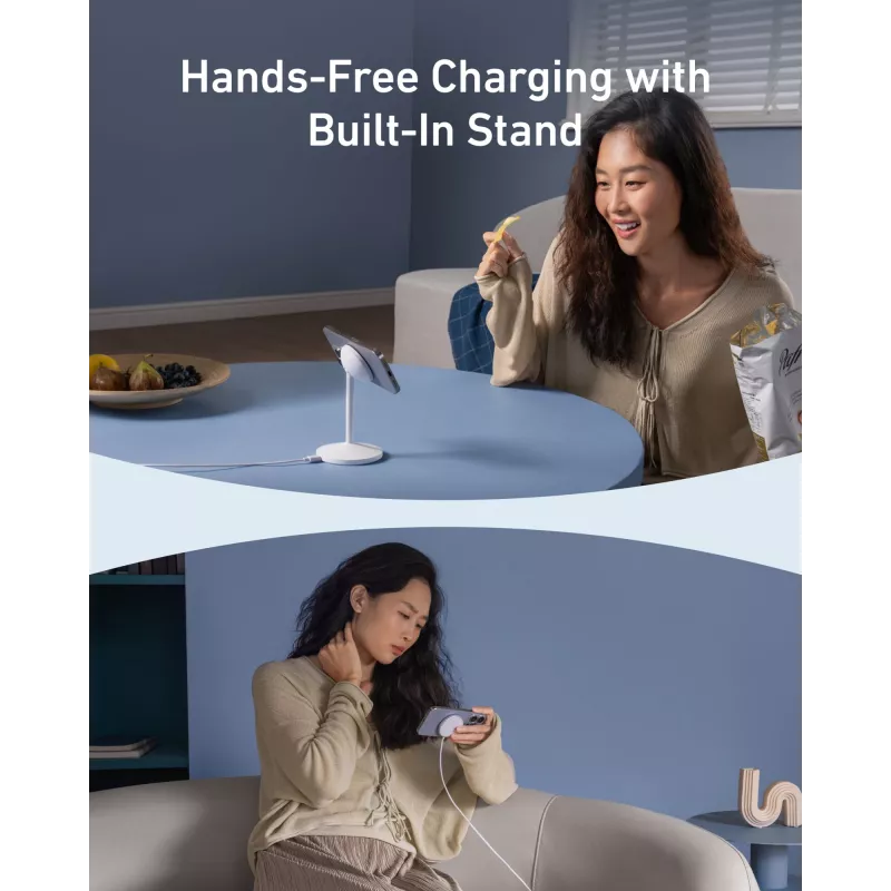 Anker MagGo Headphones biela USB bezdrôtové rýchle nabíjanie interiérové