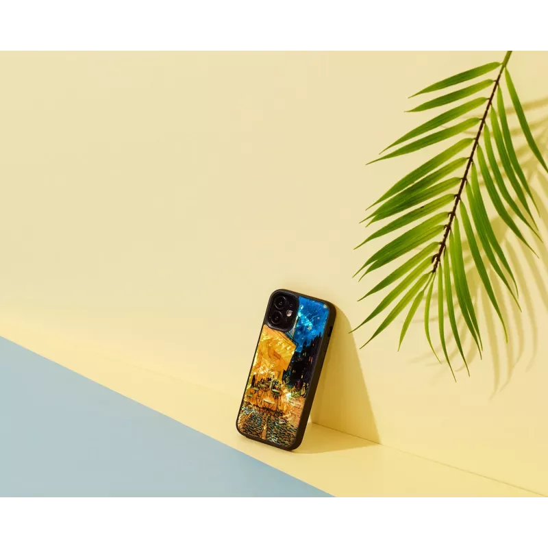 Ochranné puzdro iKins pre Apple iPhone 12 mini — čierny dizajn „Cafe Terrace“