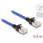 Sieťový kábel DeLOCK RJ45 Cat.6A 0,5 m modrý