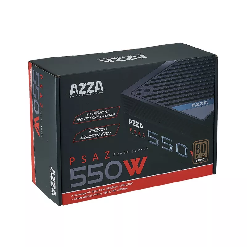 AZZA PSAZ-550W ATX napájací zdroj 550 W, 80 PLUS Bronze, 120-mm ventilátor