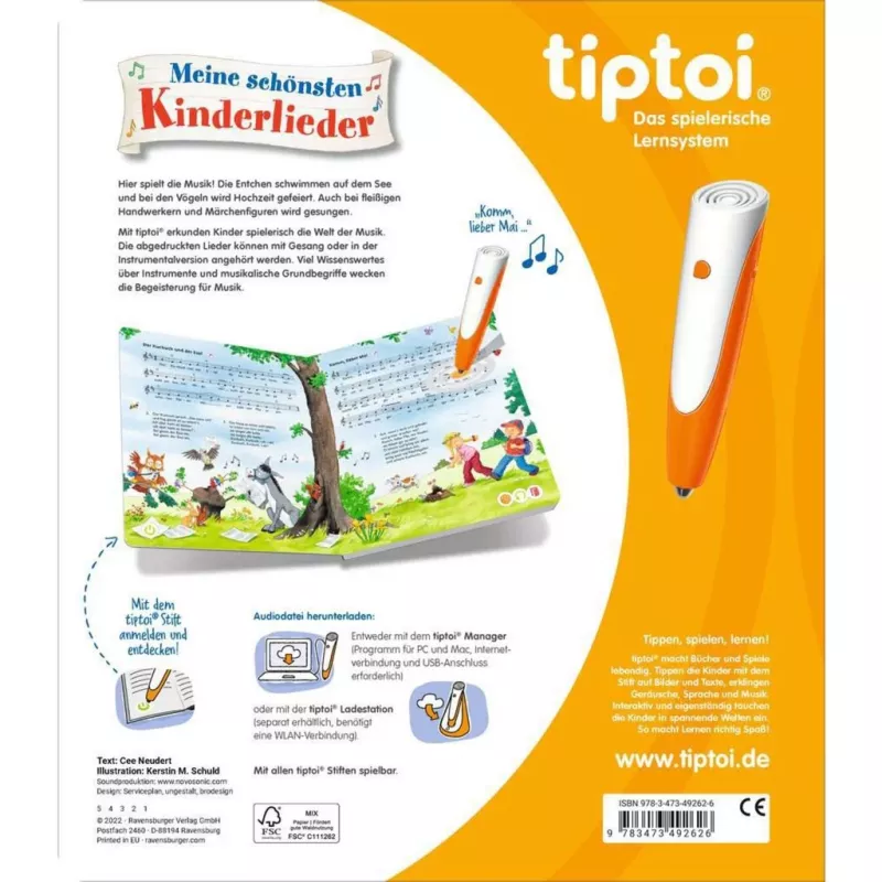 tiptoi Moje najkrajšie detské piesne, učebná kniha
