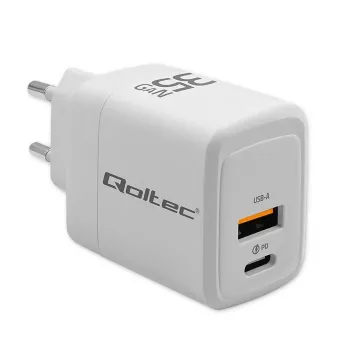 Nabíjačka QOLTEC 51824 GaN 35W USB-C PD & USB QC 3.0, 5–20V, 1x USB-C, 1x USB-A