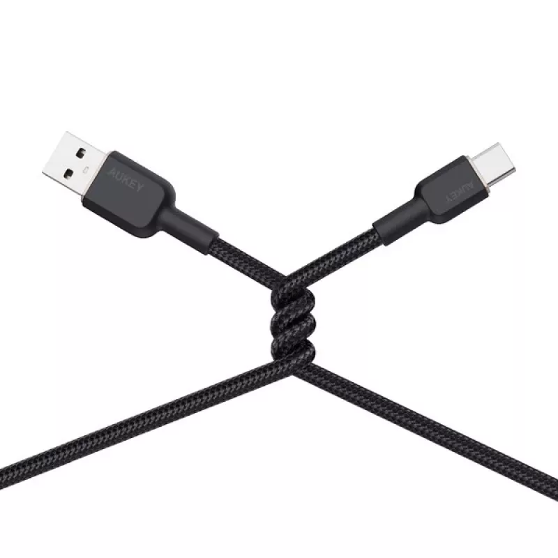 Kábel USB-A na USB-C Aukey CB-NAC1, 1 m, pletený nylon, USB PD 60 W, USB 2.0