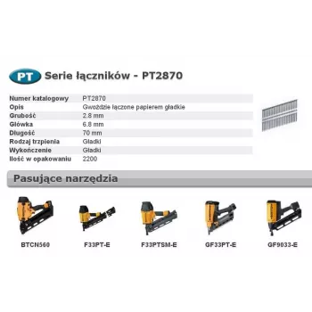 Klincovacie pásy Bostitch PT2870 hladké papierové PT 33 2,80 mm x 70 mm 2200 ks