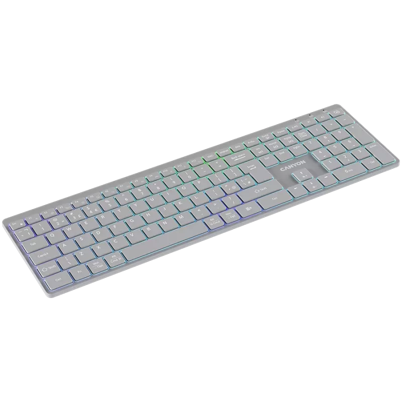 CANYON klávesnica HKB-W11 UK/US RGB Dual Mode Wireless sivá