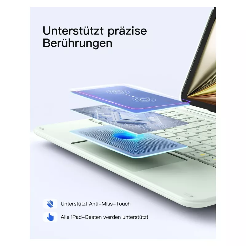 Inateck KB04122 Keyboard Folio pre iPad 11, QWERTZ, zelené