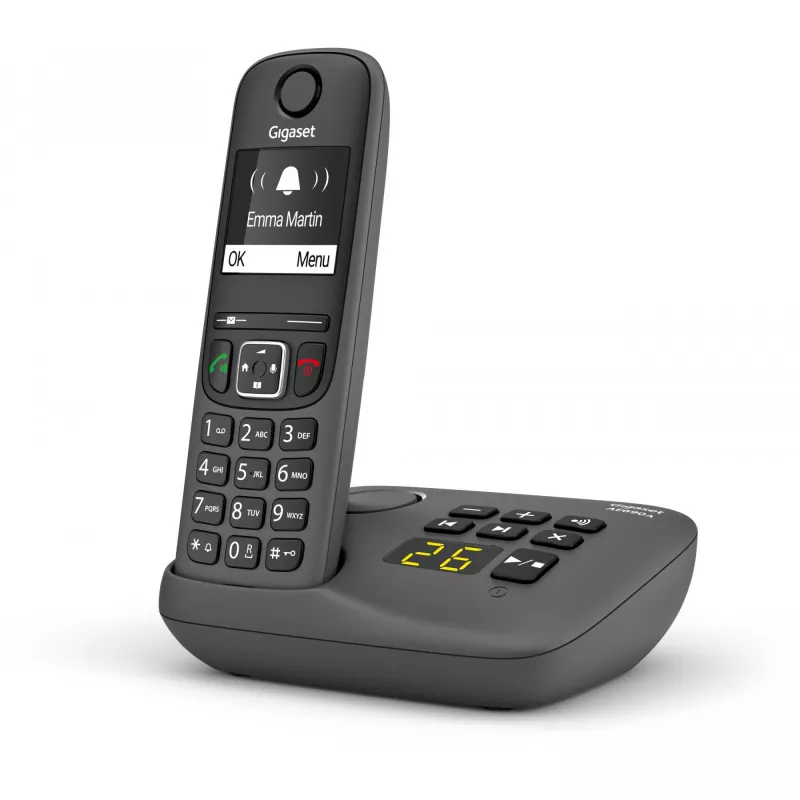 Analógový/DECT telefón Gigaset AE690A identifikácia volajúceho bezdrôtový telefón antracit