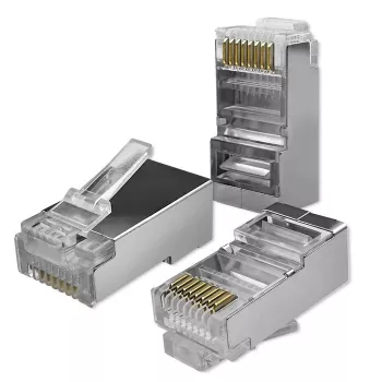 Modulárny RJ45 konektor QOLTEC 54554 CAT5e FTP, 100 ks, strieborná, plast, 11×22×18 mm