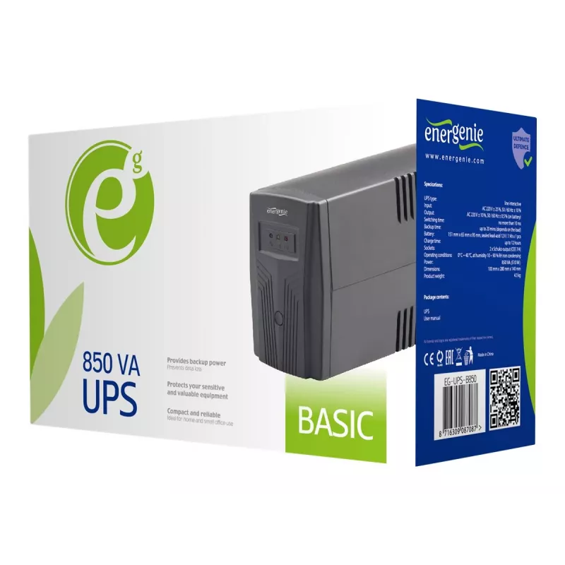 Gembird EG-UPS-B850 neprerušiteľné napájanie (UPS) Line-Interactive 0,85 kVA 510 W