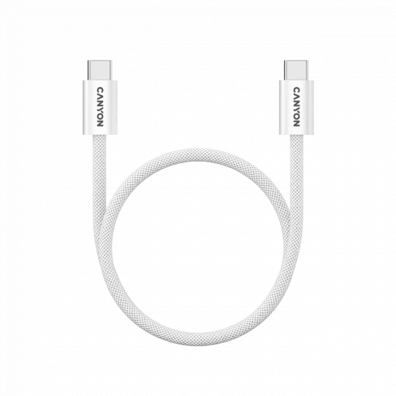 CANYON kábel OnWire 60MG C-C 60W magnetický pletený 1m biely