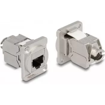 Sieťový kábel DeLOCK D-Type modul RJ45 Cat.6A konektor samica na LSA konektor samica nerez